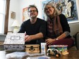 Matthew Giffin, left, and Cheryl Thornton, founders of StoryValues, Inc., display a new project they worked on with The ArtLab from Windsor called The StoryArt Box of Imagination inside their Ridgetown home Jan. 18, 2022. These boxes combine folklore with art projects.