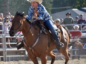 After two years off due to the pandemic, the Exeter Rodeo is scheduled for Aug. 6-7, 2022. In this file photo from the 2019 rodeo, Jenna Belshaw was one of the competing barrel racers. Dan Rolph