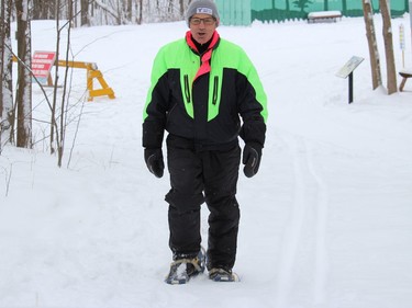 Rene Sauve, a Friends of the Summerstown Trails member and an instructor, doing some trail packing work in his snowshoes Sunday at the facility's Jackrabbit playground. Photo on Sunday, January 2, 2022, in Summerstown Station, Ont. Todd Hambleton/Cornwall Standard-Freeholder/Postmedia Network