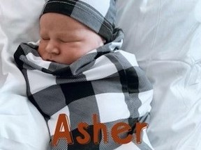 Asher Jeremiah Chapman -- son of Kayla and Paul Chapman from Kemptville -- came into the world at exactly 3:43 p.m., at the Winchester District Memorial Hospital, after his parents made the hazardous trek to the hospital through the snowstorm. Handout/Cornwall Standard-Freeholder/Postmedia Network