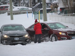 A doorbuster collision with two cars just off of Second Street in Cornwall, one of several collisions across the region. Photo on Monday, January 17, 2022, in Cornwall, Ont. Todd Hambleton/Standard-Freeholder/Postmedia Network