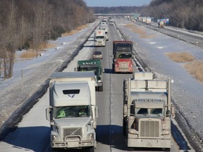 Westbound traffic on Highway 401 east of Cornwall on Wednesday afternoon, Jan. 26, 2022. Expect to see a lot of trucks in the area over the next few days. Todd Hambleton/The Cornwall Standard-Freeholder/Postmedia Network