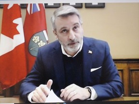 Paul Calandra, the provincial Minister of Long-Term Care, during the Thursday, Jan. 27, 2022, announcement. Handout//Standard-Freeholder/Postmedia Network