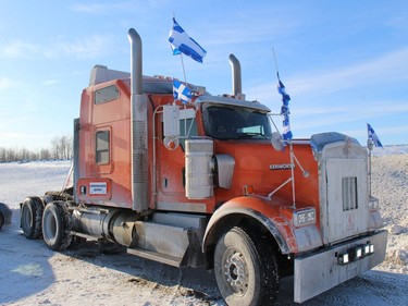 Flags on a truck in the Herb's Travel Plaza parking area. Photo on Friday, January 28, 2021, in Vankleek Hill, Ontario.Todd Hambleton/Standard-Freeholder/Postmedia Network