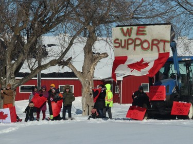 There were dozens of pockets of supporters all along Highway 138, including this group just south of Monkland. Photo on Saturday, January 29, 2022, in Monkland, Ontario.Todd Hambleton/Standard-Freeholder/Postmedia Network
