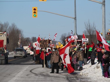 Some in the estimated crowd of about 400 in Monkland. Photo on Saturday, January 29, 2022, in Monkland, Ontario.Todd Hambleton/Standard-Freeholder/Postmedia Network