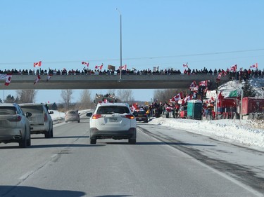 Some of the estimated 800 convoy supporters in Casselman. Photo on Saturday, January 29, 2022, in Casselman, Ontario.Todd Hambleton/Standard-Freeholder/Postmedia Network