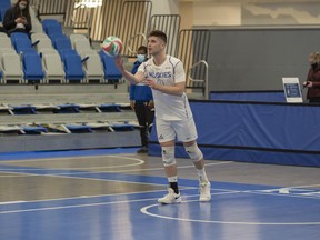 The Keyano Huskies men's team wipes out Concordia University of Edmonton at the Syncrude Sports and Wellness Center. Robert Murray/Keyano Huskies