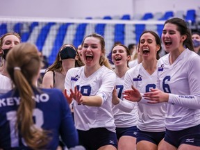 The Keyano Huskies women's team wipes out Edmonton's Concordia University at the Syncrude Sports and Wellness Center. Justin Hardy/Outside Optix