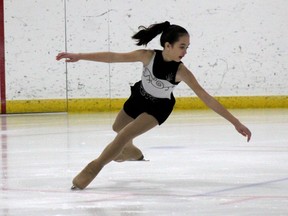 Micah Giles practices her figure skating routine at MacDonald Island Park on Friday, January 14, 2022. Laura Beamish/Fort McMurray Today/Postmedia Network