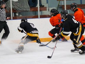 The Hanna Colts U18 team took on Lacombe on Jan. 28, winning 5-3. The following day they hosted Innisfail winning 4-0. Their next home game will be on Feb. 18 against Drumheller. Misty Hart/Postmedia