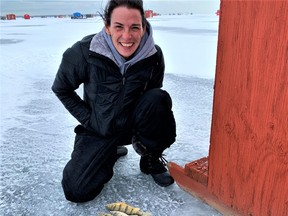 Valley Heights Secondary School principal Alison High joined hundreds of others Saturday for a day of ice fishing on Long Point Bay. High and her team used the cold weather to their advantage, flash freezing their catch outside the comfy confines of their stove-heated hut. – Monte Sonnenberg