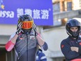 Jay Dearborn of Yarker, left, gets ready to race in St. Moritz, Switzerland, with two-man bobsleigh partner Taylor Austin earlier in January 2022.