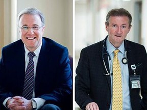 Kingston Health Sciences Centre president and chief executive officer Dr. David Pichora, left, and chief of staff and executive vice-president Dr. Michael Fitzpatrick have been reappointed for five years.
