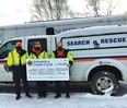 Photo by GRANT LEWIS
The Espanola Lions club was pleased to present a cheque for $5,000 to the North Shore Search and Rescue. Pictured are Adam Page, Mitch Sutherland and Nicole Hanson.