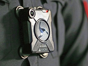 North Bay police officers are expected to be equipped with body cameras like this by the summer

File Photo