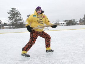 Steve McNeil, of Toronto, skates for 19 hours and 26 minutes to raise awareness and funds for Alzheimer's disease on January 22, 2022 at the South Side outdoor rink at Garrison Petawawa. Anthony Dixon