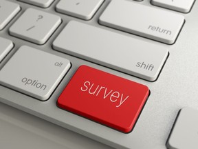 Stock photo of keyboard showing a "survey" button
