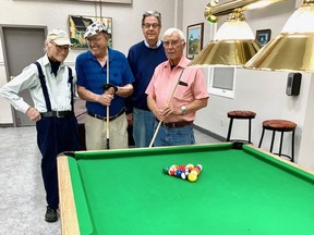 Pool players at the Beaumont 50+ Club include (from left) Ben, Claude, Wayne and Noel. (Beaumont 50+ Club)