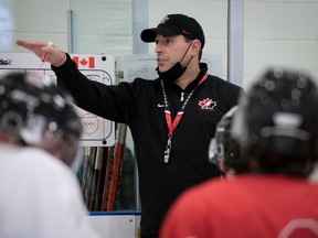 Dennis Williams during a Team Canada world junior practice in Banff. December 2021.