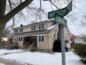The Watson Street apartment complex, where police say a body was found, was seen here on Thursday, January 6, 2022 in Sarnia, Ont. (Terry Bridge / Sarnia Observer)