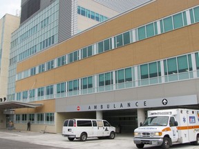 The emergency department entrance at Bluewater Health in Sarnia.