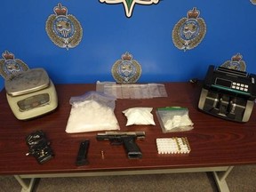 This photo provided by Sarnia police shows items seized as part of a drug investigation.
