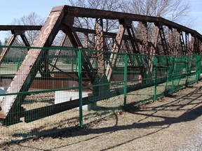 The Cull Drain Bridge trusses pictured in Mike Weir Park in 2019. (Observer file photo)