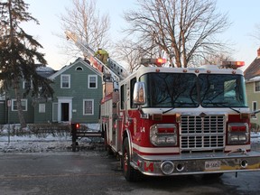 Sarnia firefighters remained at the scene of an early-morning fire on London Road in Sarnia.  The cause is being investigated.  (Paul Morden/The Observer)