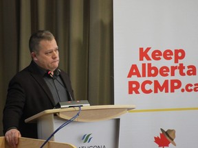During a presentation in Sherwood Park on Jan. 7, Kevin Halwa, regional director of the National Police Federation, said extensive polling has found that Albertans do not support switching to a provincial police force. Travis Dosser/News Staff