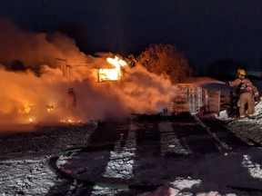 A barn and fifth wheel trailer were destroyed by fire at 2541 Cockshutt Road near McMichael Road in Norfolk County on Monday, Jan. 17.