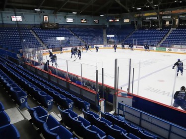 The Sudbury Community Arena was empty in Sudbury, Ont. on Friday January 7, 2022, as the Sudbury Wolves hosted the Mississauga Steelheads in OHL action. John Lappa/Sudbury Star/Postmedia Network