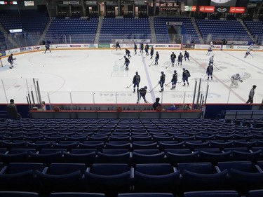 The Sudbury Community Arena was empty in Sudbury, Ont. on Friday January 7, 2022, as the Sudbury Wolves hosted the Mississauga Steelheads in OHL action. John Lappa/Sudbury Star/Postmedia Network