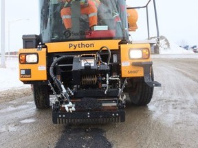 The newly acquired Python 5000, an all-in-one automated pothole-patching machine, has taken to Sudbury's streets. City of Greater Sudbury photo