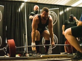 Here is Rob at the moment of his 628-pound deadlift at the Scorrybreac Open Powerlifting Meet. Supplied