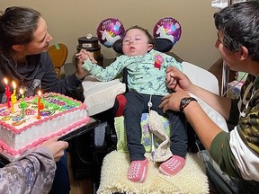 Braelyn, 4, was born with a mutation to the KCNT1 gene that has left her severely developmentally delayed due to low potassium levels in her body. She got an infection in December that caused her lungs to fill with fluid. Supplied photo