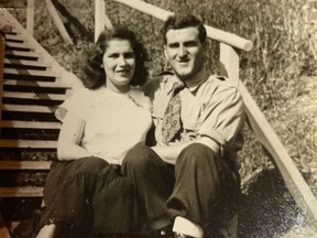 Stella Bourgeois and Frank Racicot stayed in touch through letters while Stella was at home in Alban and Frank was working in communities farther north.