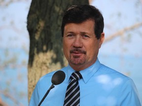 Kevin Marriott, warden of Lambton County, is shown in this file photo speaking in August during an event marking arrival of broadband internet service to Kettle and Stony Point First Nation.