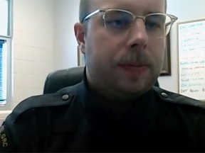 Wetaskiwin RCMP Const Garrett Dove spoke to Leduc, Nisku and Wetaskiwin Regional Chamber members about crime prevention during a virtual luncheon last week.
--Screenshot