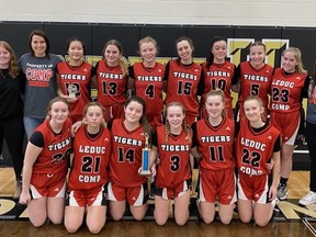 The Leduc Composite junior girls basketball team won the TPC Classic this year at Holy Trinity, and are undefeated on the season. (Leduc Composite)