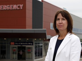 Quinte Health Care president and chief executive officer Stacey Daub, above in July at Belleville General Hospital, says the prevalence of the Omicron variant makes it difficult to confirm whether someone has contracted COVID-19 in a hospital or elsewhere.