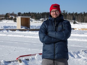 Stefan Robinson of the Kenora Hospitality Alliance, standing next to the Winter Wonderland rink.