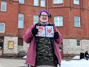 Marcy Whitesel, a Stratford woman supported by Community Living Stratford and Area, has been putting her passion for drawing to good use by creating and selling original Valentine's Day cards.  Galen Simmons/The Beacon Herald/Postmedia Network