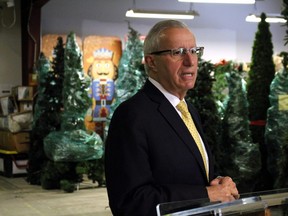 Nipissing MPP Vic Fedeli, surrounded by props for Christmas-themed movies, announces that four productions set to shoot in North Bay will share $2 million.
PJ Wilson/The Nugget