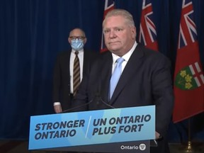 Ontario Premier Doug Ford announced he is lifting some COVID-19 restrictions in the Road to Reopening plan beginning Thursday at 12:01 a.m. The province will also eliminate proof of vaccination measures March 1, he said.
