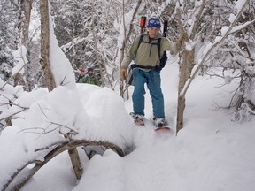 Snowshoes are the only practical footwear for navigating this terrain.