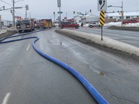 Greater Sudbury firefighters respond to a blaze at a small business on Lasalle Boulevard at Paquette Street.