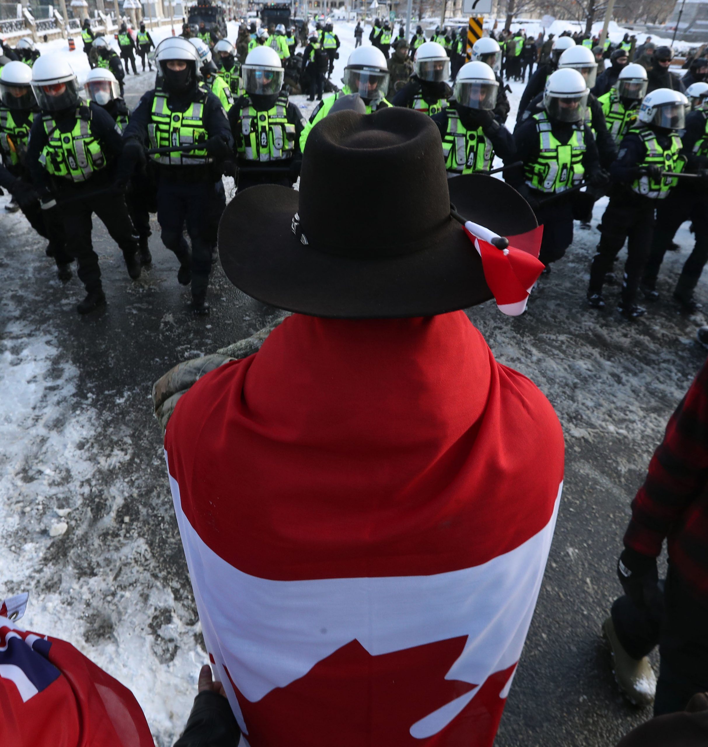 Canada Day red trucker hat with Canadian flag