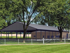 This 3D image of what a new pavilion at Keterson Park in Mitchell could look like, from left field on Diamond 'D' looking west. The municipality has issued a sponsorship package and continues to make plans to have the project begin this year and completed this fall.