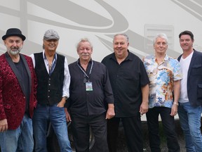 Downchild Blues Band includes lead singer and harmonica player Chuck Jackson, second from left, and lead guitarist Donnie Walsh, third from left, the band's co-founder and sole original member.